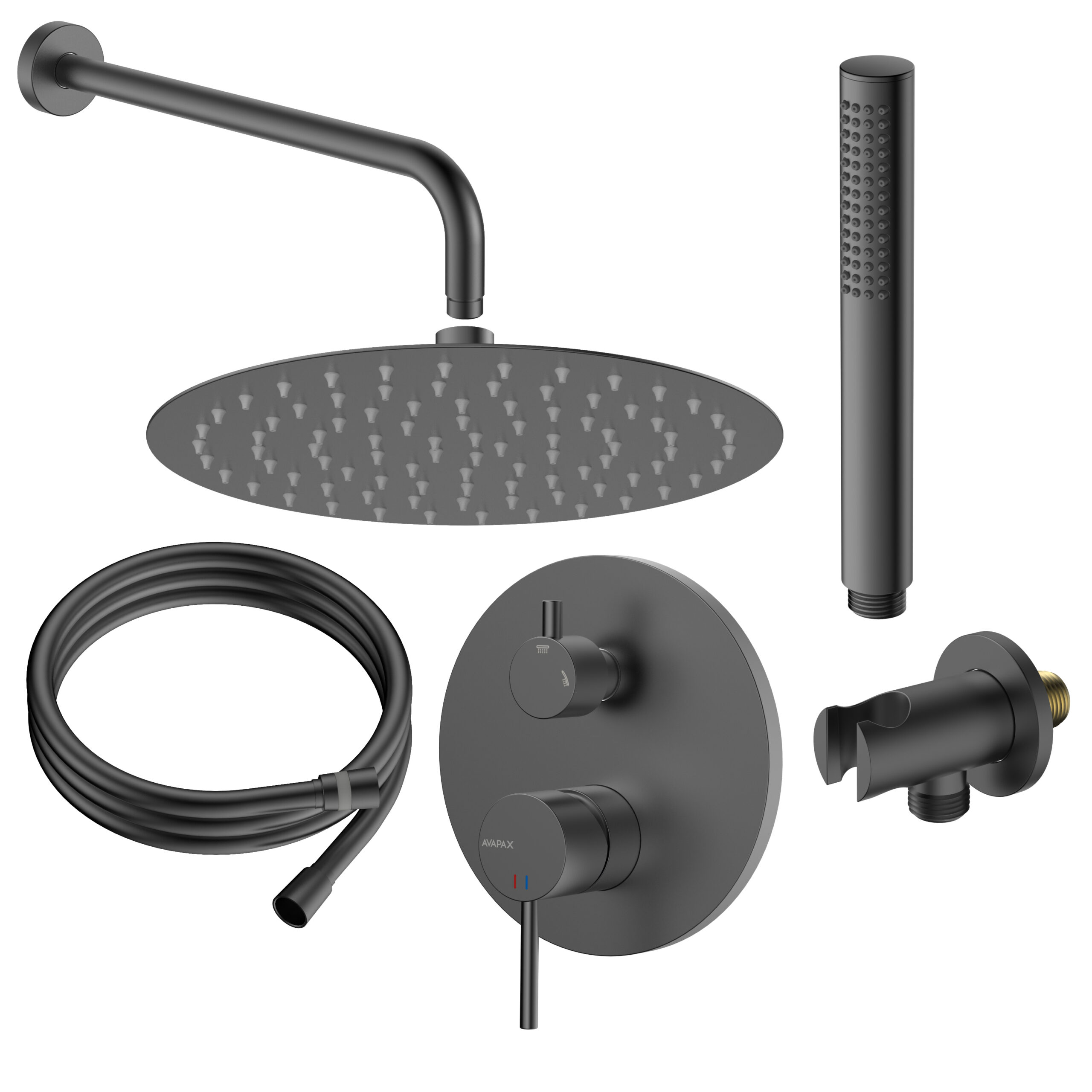 AVAPAX ULTIMATE Zestaw prysznicowy podtynkowy dwufunkcyjny gun metal