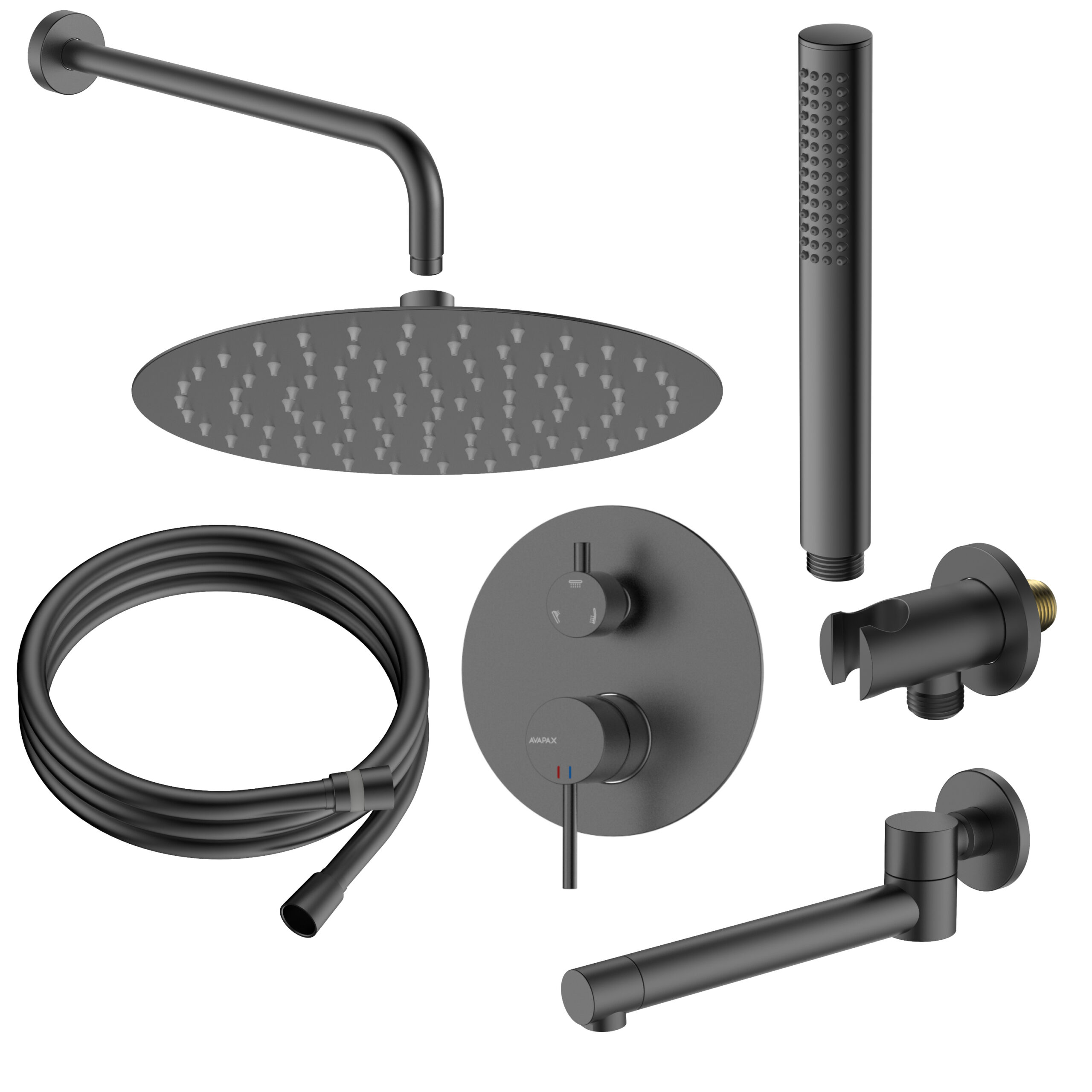 AVAPAX ULTIMATE Zestaw prysznicowy podtynkowy trzyfunkcyjny gun metal