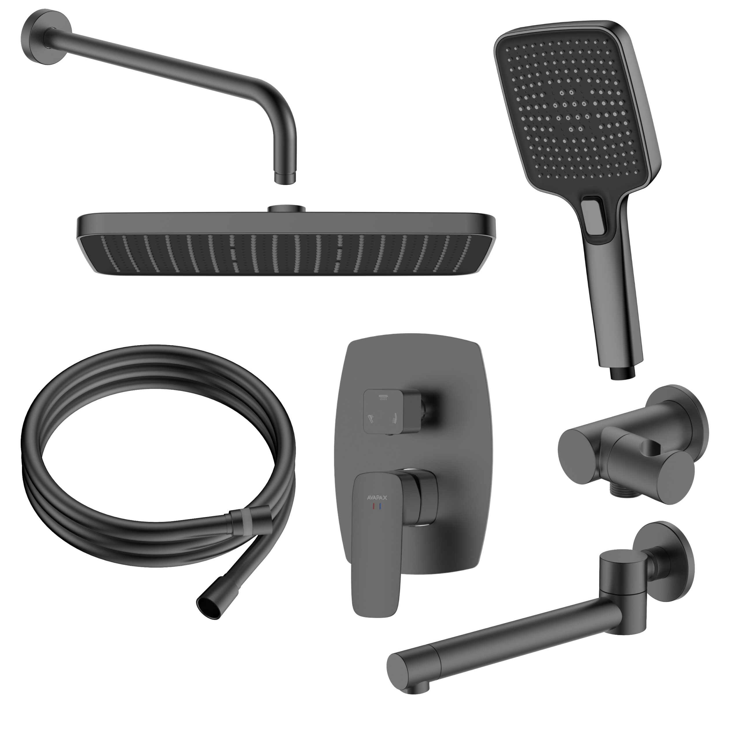 AVAPAX QANIX Zestaw prysznicowy podtynkowy trzyfunkcyjny gun metal