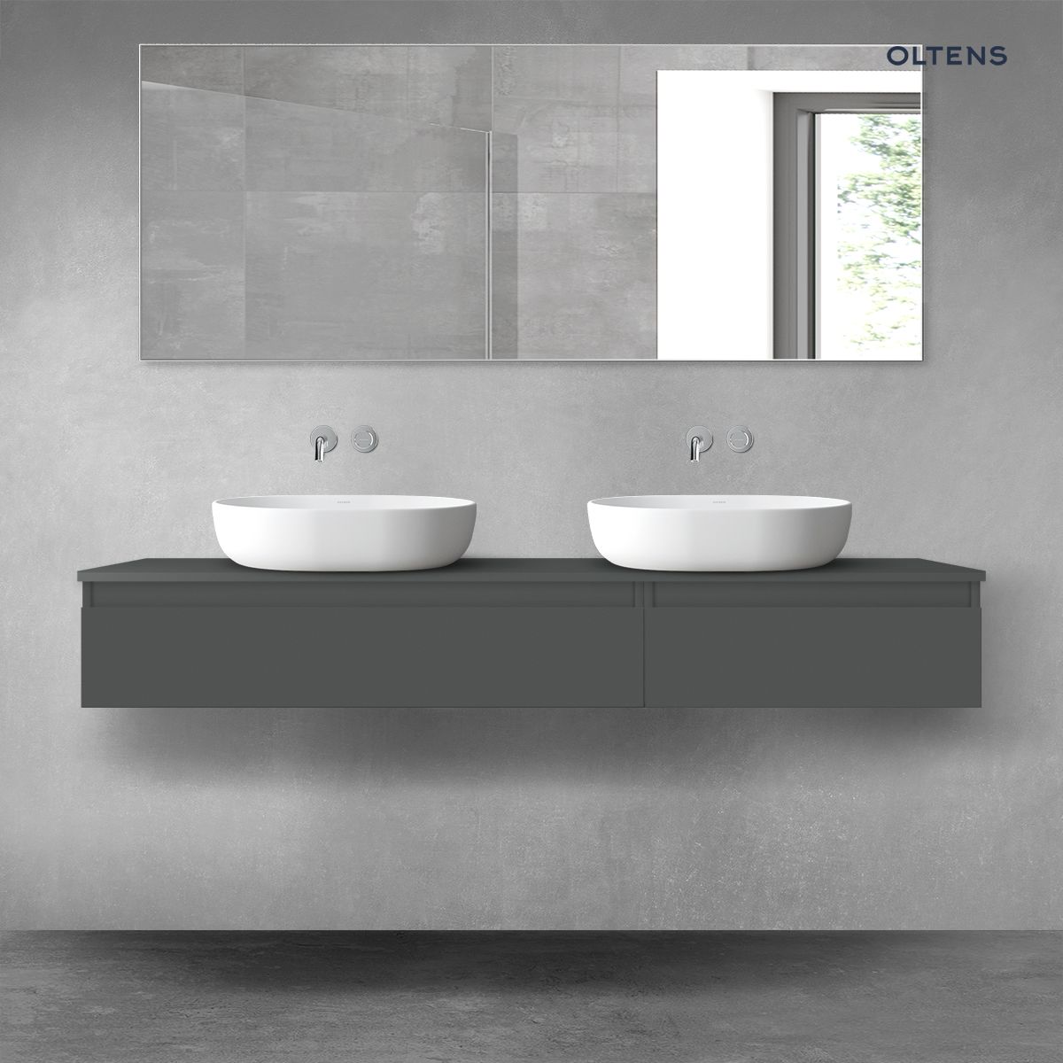 Oltens Vernal zestaw mebli łazienkowych 160 cm z blatem grafit mat