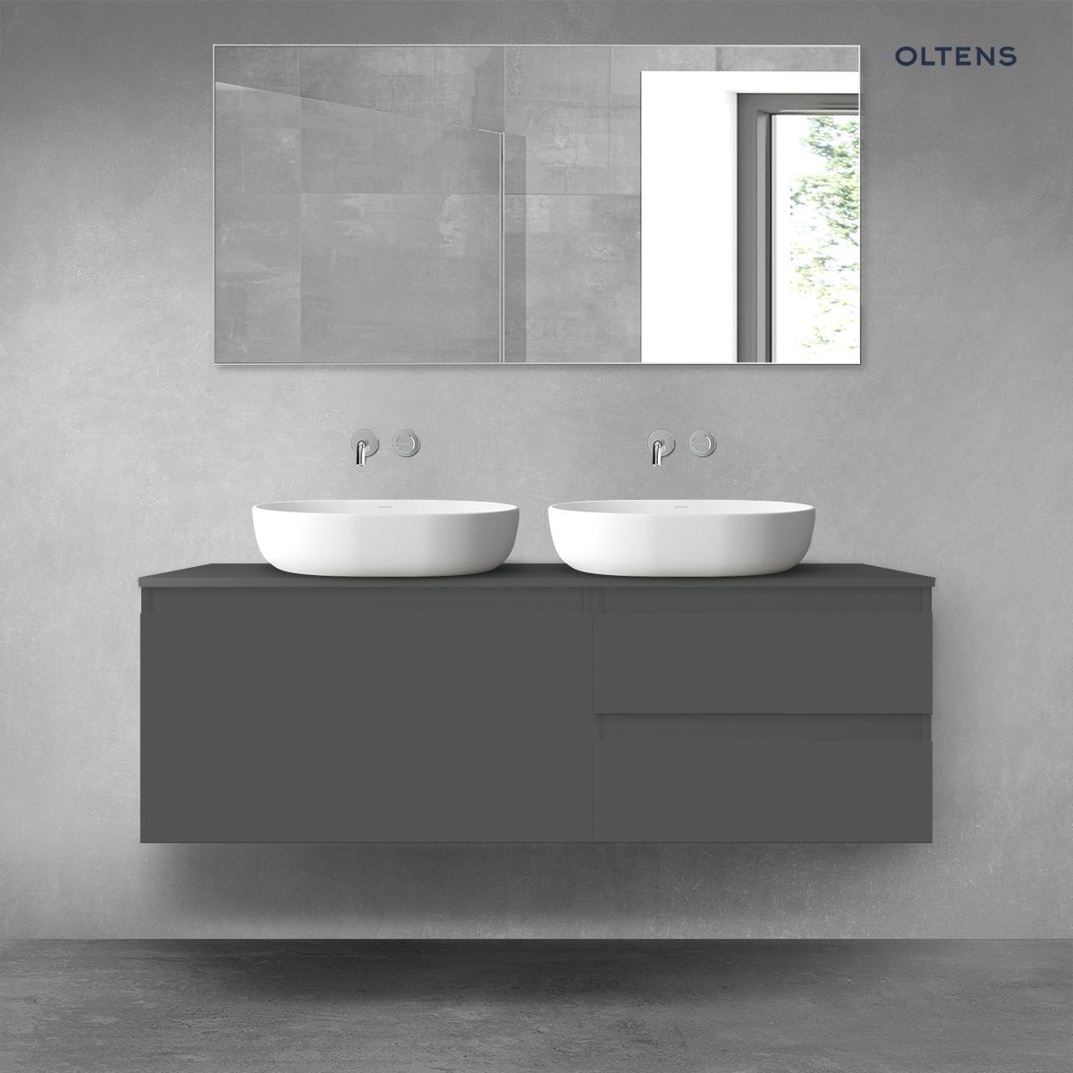 Oltens Vernal zestaw mebli łazienkowych 140 cm z blatem grafit mat