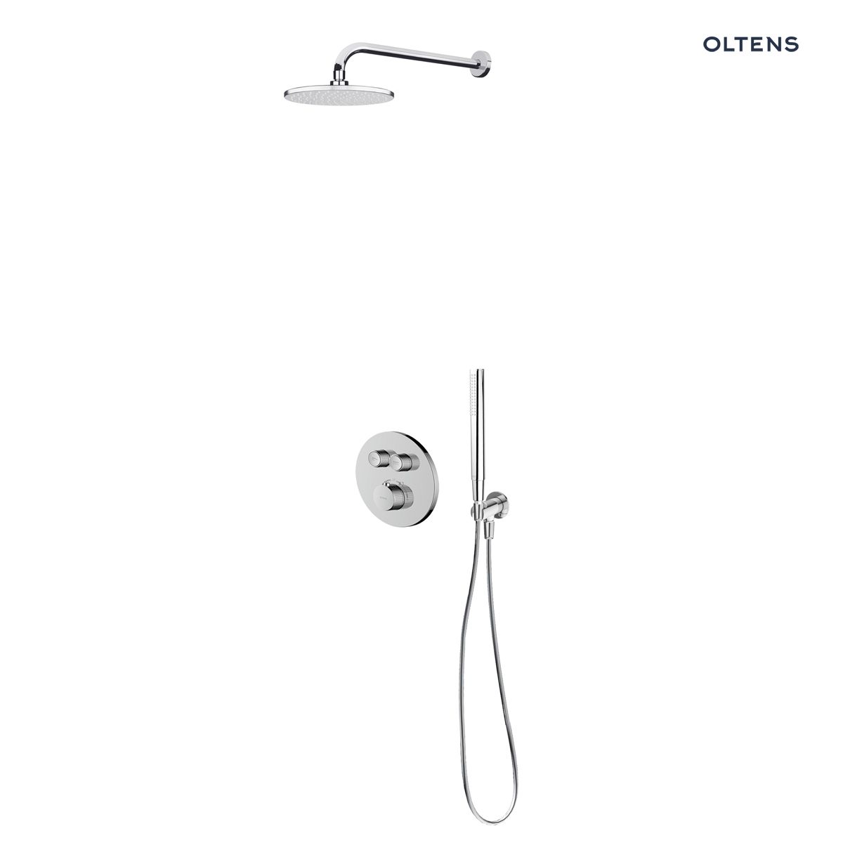 Zestaw Oltens Onega bateria podtynkowa z deszczownicą 22 cm Atran i kompletem prysznicowym Ume chrom