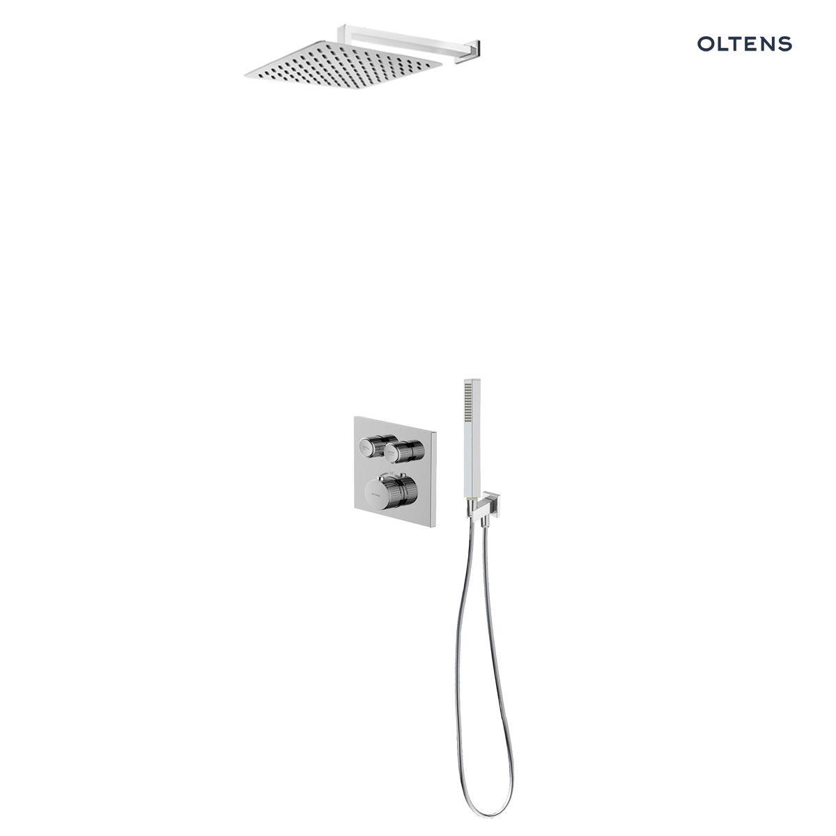 Zestaw Oltens Onega (S) bateria podtynkowa z deszczownicą 22 cm Atran (S)i kompletem prysznicowym Sog chrom