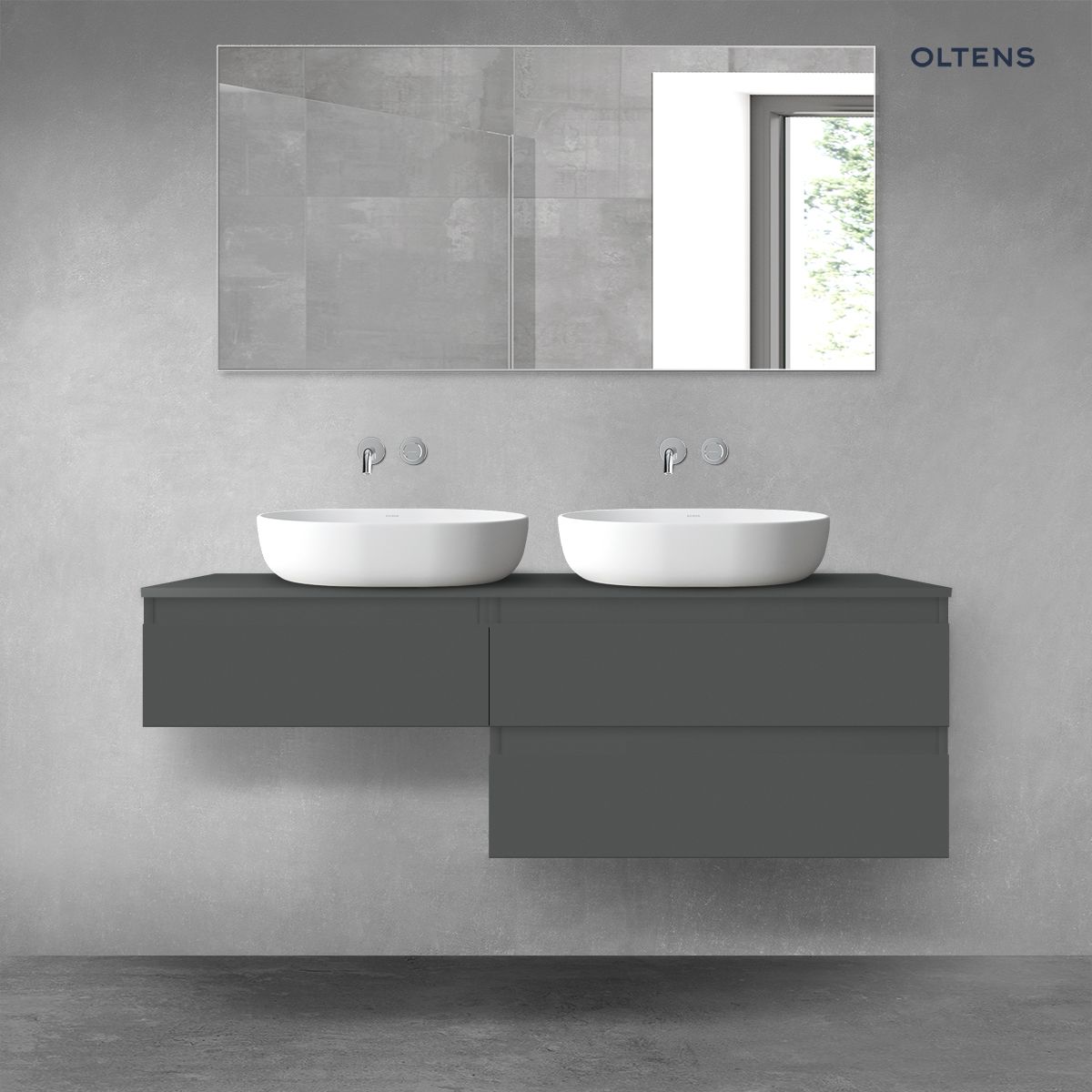 Oltens Vernal zestaw mebli łazienkowych 140 cm z blatem grafit mat