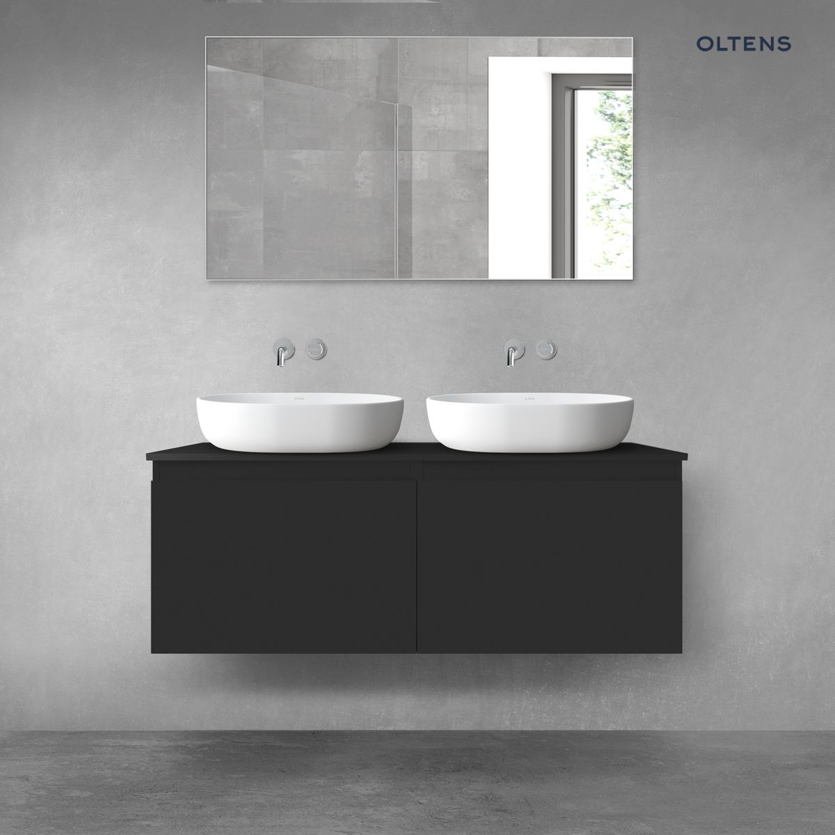 Oltens Vernal zestaw mebli łazienkowych 120 cm z blatem czarny mat