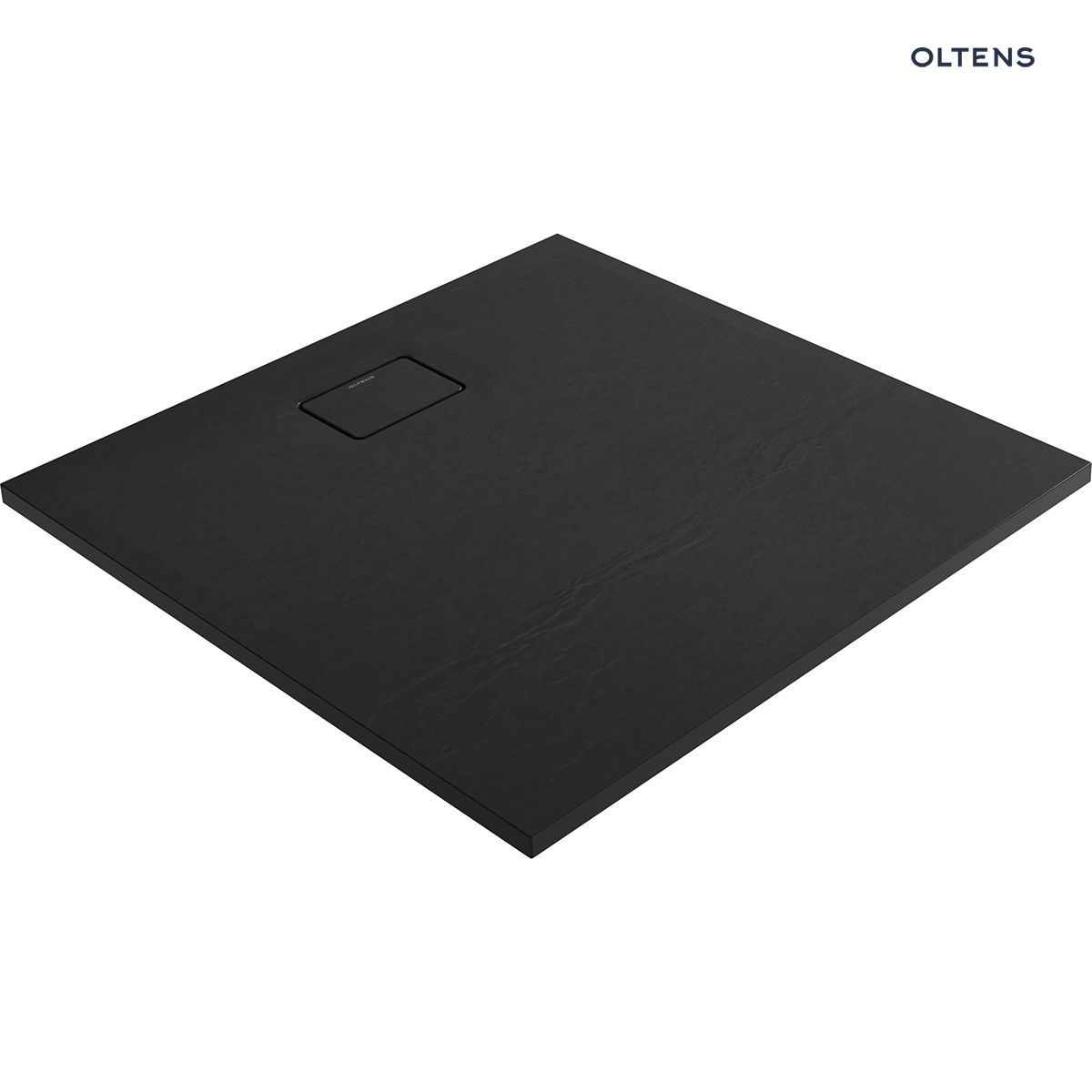 Oltens Bergytan brodzik 100x100 cm kwadratowy RockSurface czarny mat