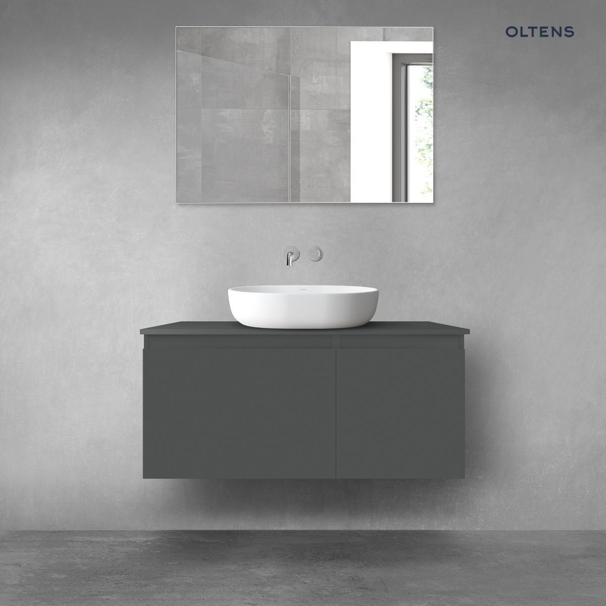 Oltens Vernal zestaw mebli łazienkowych 100 cm z blatem grafit mat