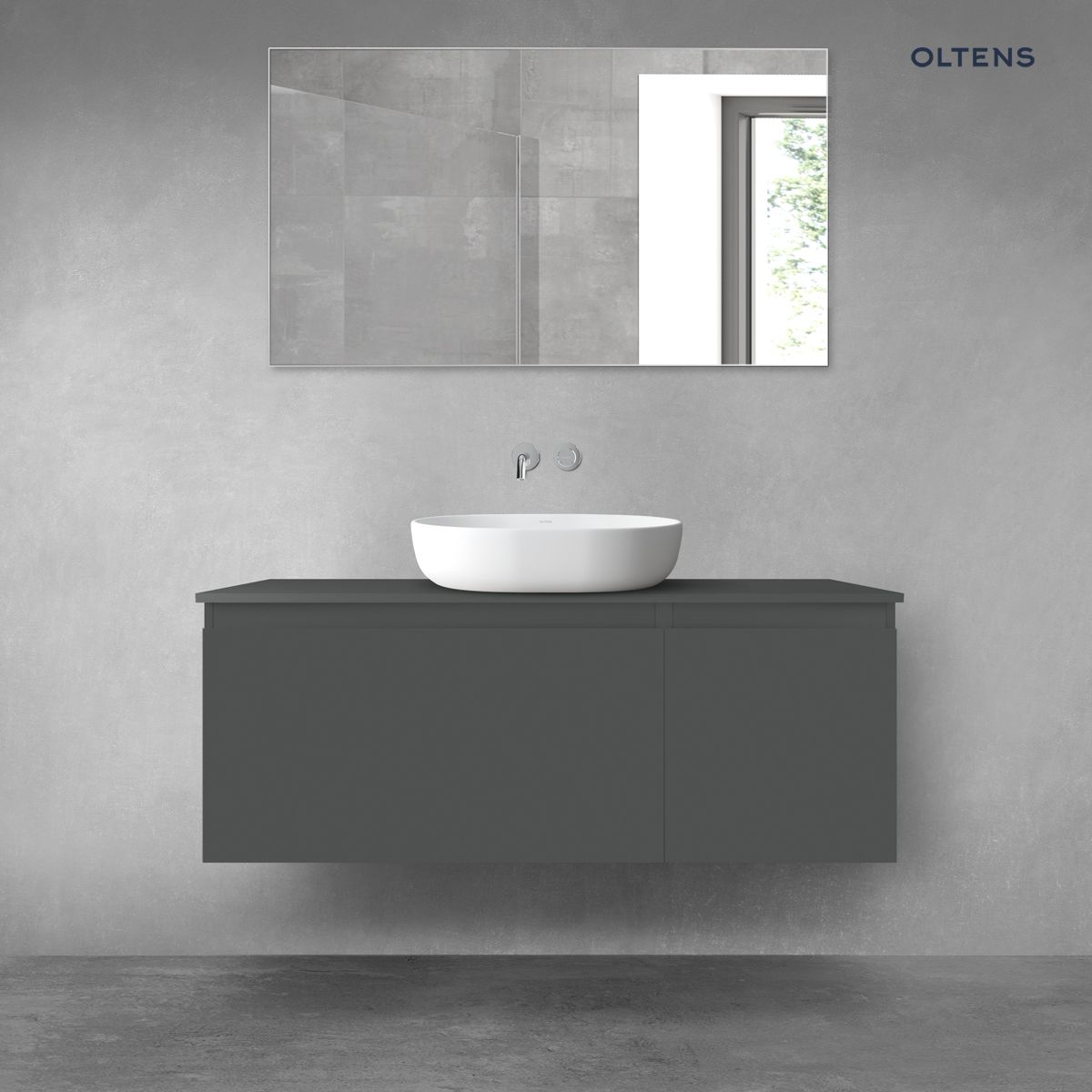 Oltens Vernal zestaw mebli łazienkowych 120 cm z blatem grafit mat