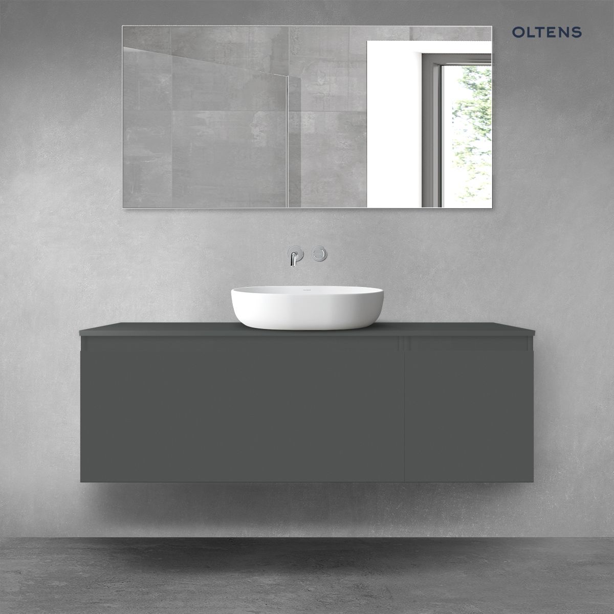 Oltens Vernal zestaw mebli łazienkowych 140 cm z blatem grafit mat
