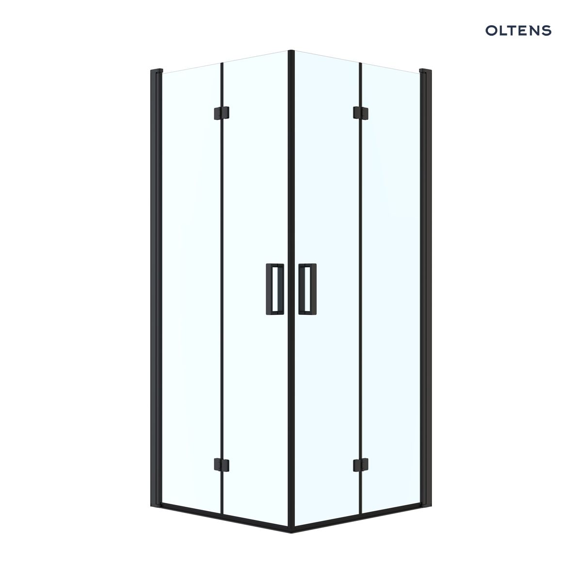 Oltens Byske kabina prysznicowa 80x80 cm kwadratowa czarny mat/szkło przezroczyste