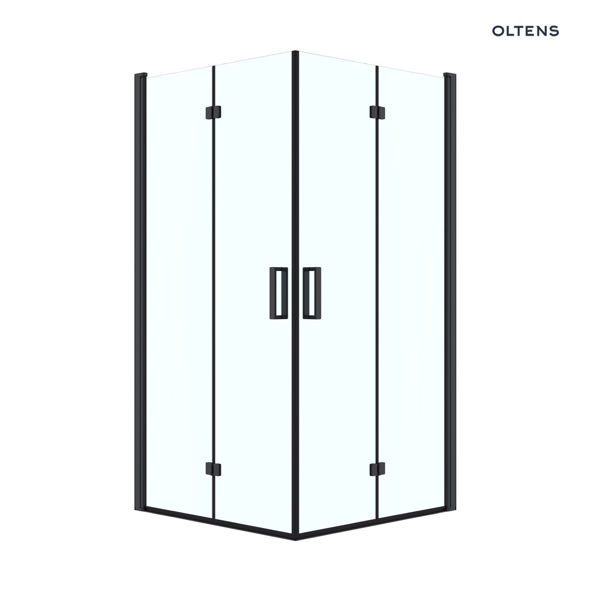 Oltens Byske kabina prysznicowa 90x90 cm kwadratowa czarny mat/szkło przezroczyste