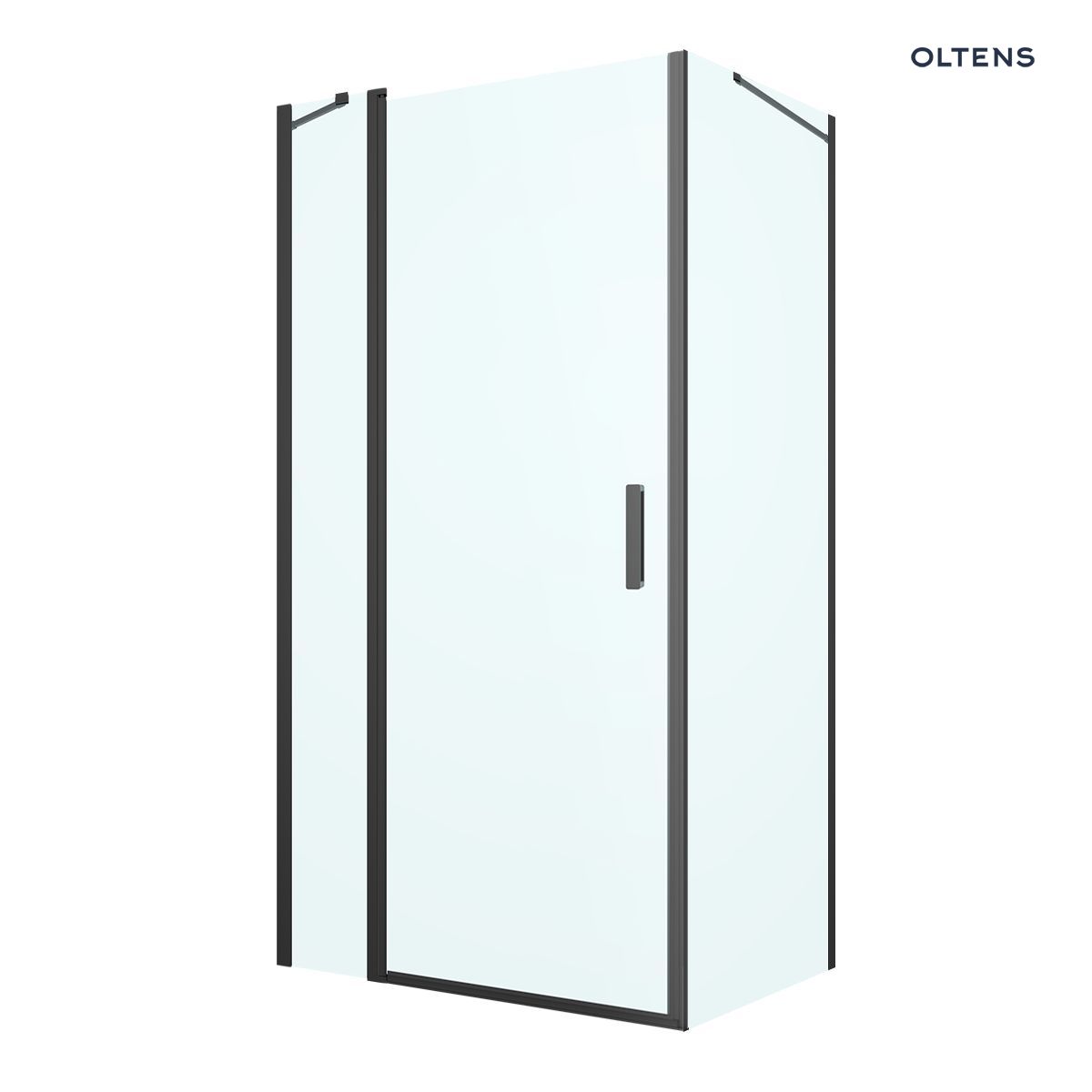 Oltens Verdal kabina prysznicowa 100x80 cm prostokątna drzwi ze ścianką czarny mat/szkło przezroczyste