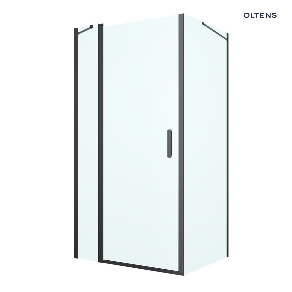 Oltens Verdal kabina prysznicowa 100x90 cm prostokątna drzwi ze ścianką czarny mat/szkło przezroczyste