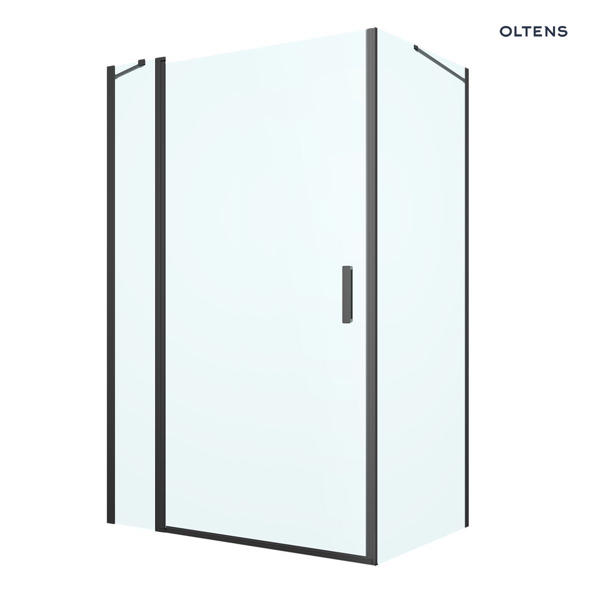 Oltens Verdal kabina prysznicowa 120x90 cm prostokątna drzwi ze ścianką czarny mat/szkło przezroczyste