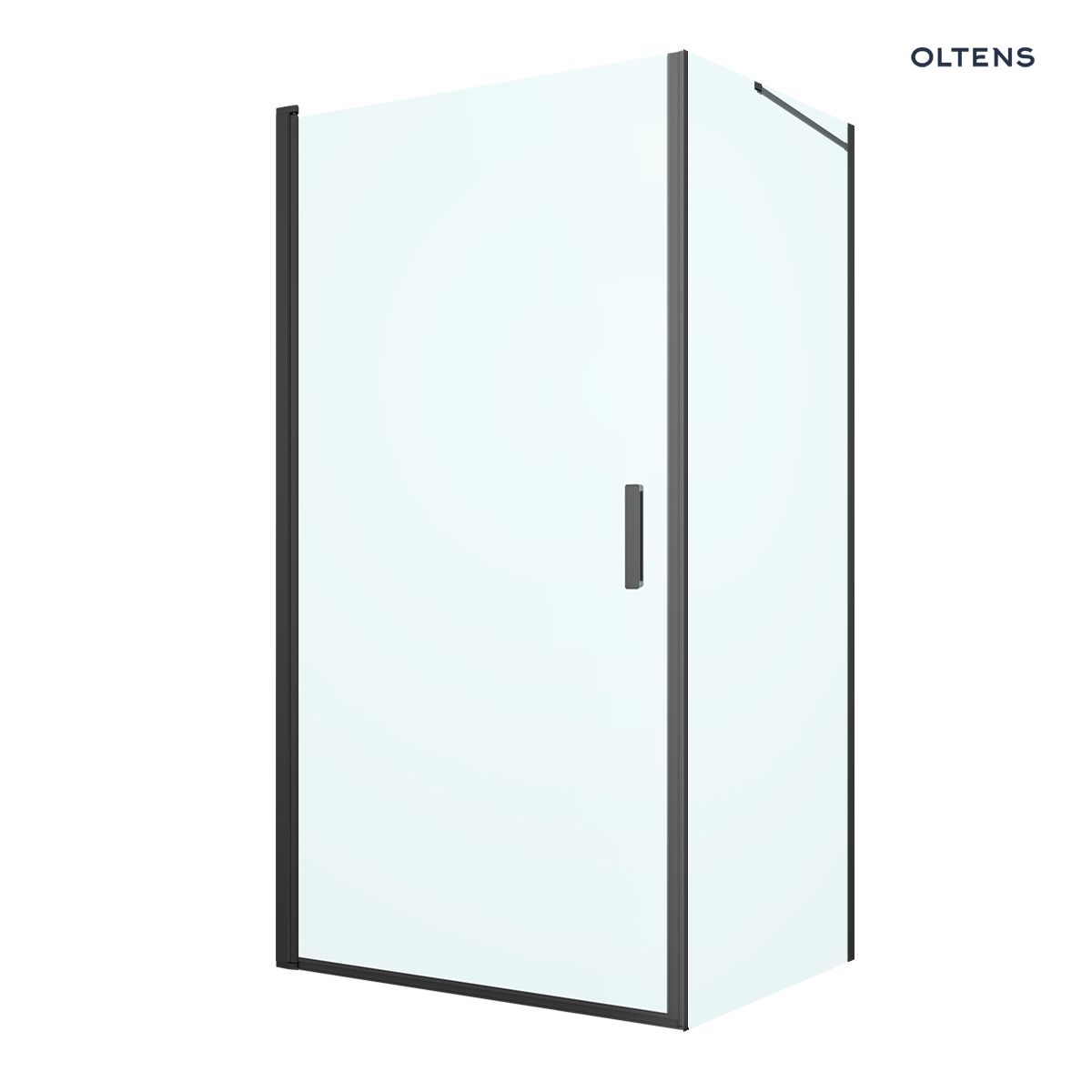 Oltens Rinnan kabina prysznicowa 100x90 cm prostokątna drzwi ze ścianką czarny mat/szkło przezroczyste