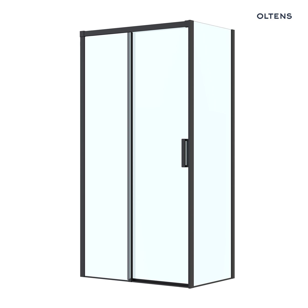 Oltens Breda kabina prysznicowa 110x80 cm prostokątna czarny mat/szkło przezroczyste
