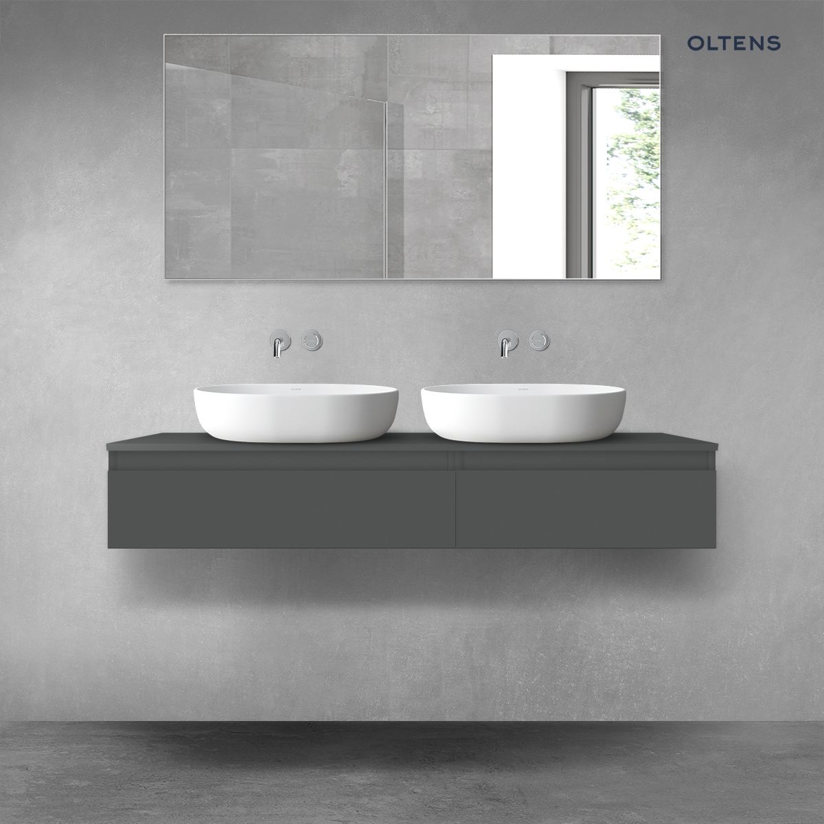 Oltens Vernal zestaw mebli łazienkowych 140 cm z blatem grafit mat