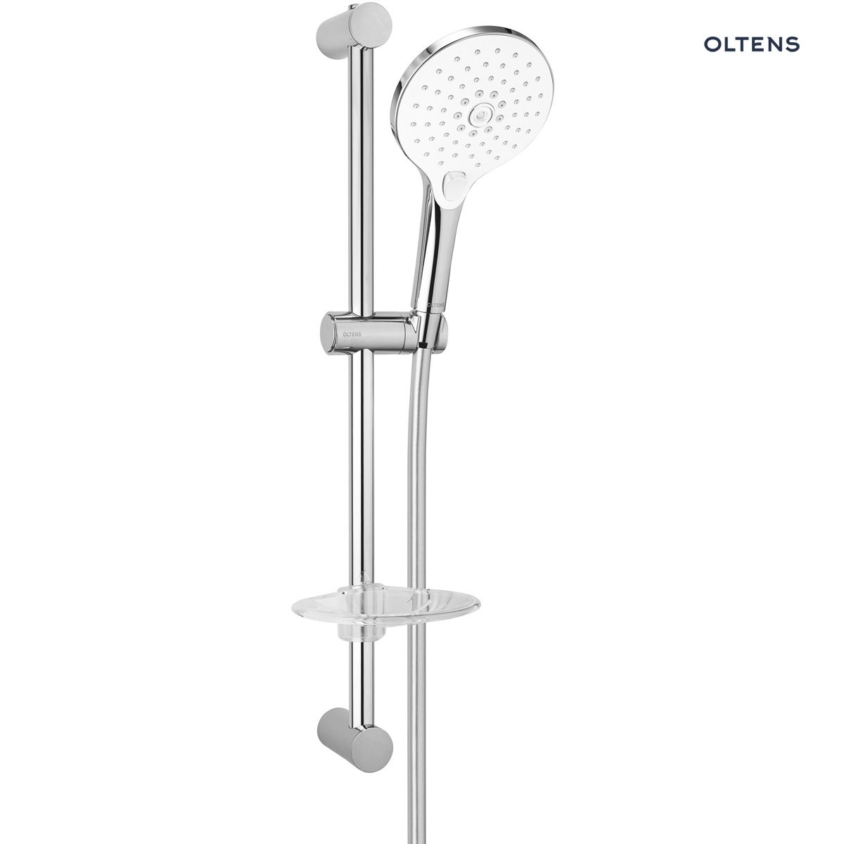 Oltens Saxan EasyClick Alling 60 zestaw prysznicowy z mydelniczką chrom/biały