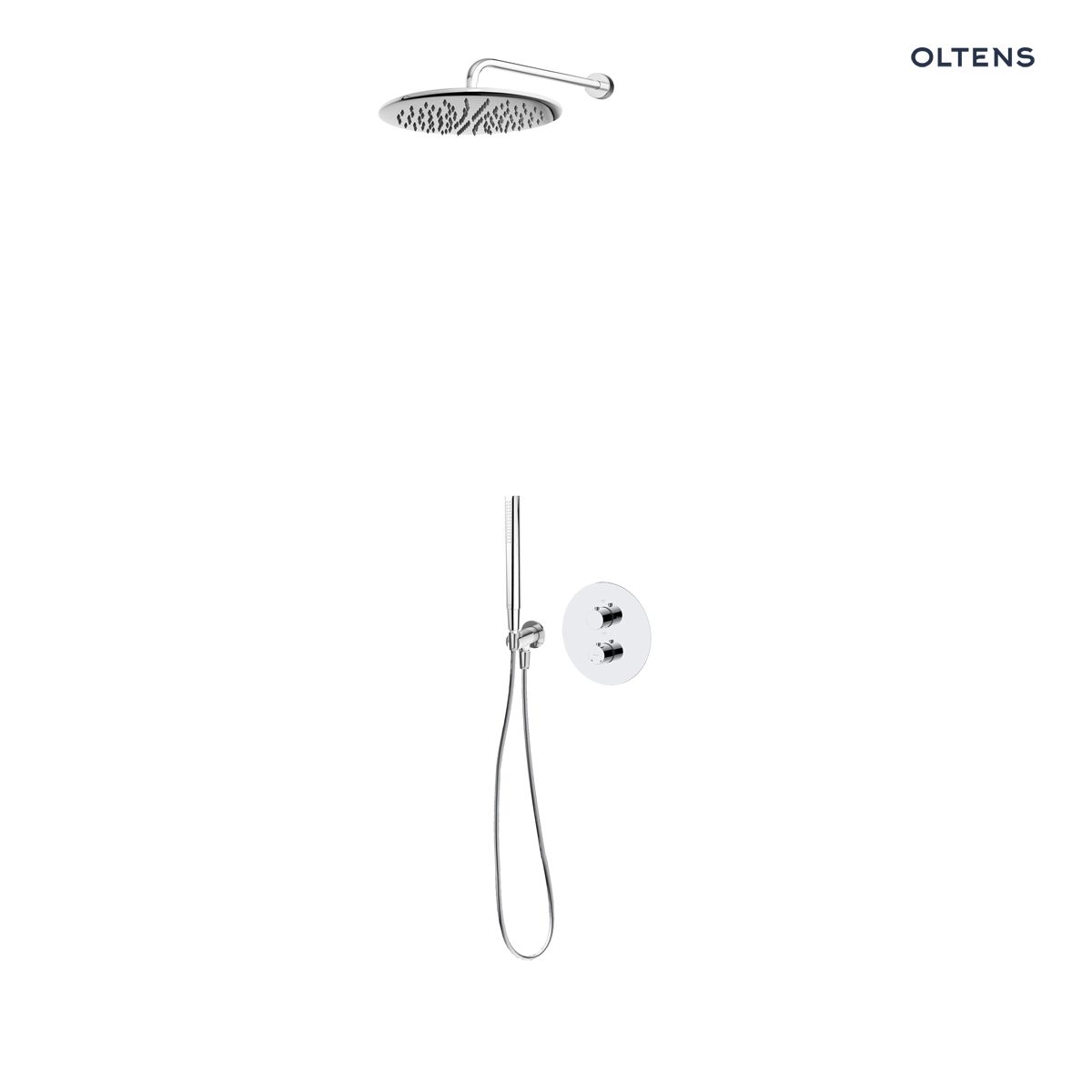 Zestaw Oltens Katla bateria podtynkowa termostatyczna z deszczownicą 30 cm Sondera i kompletem prysznicowym Ume chrom