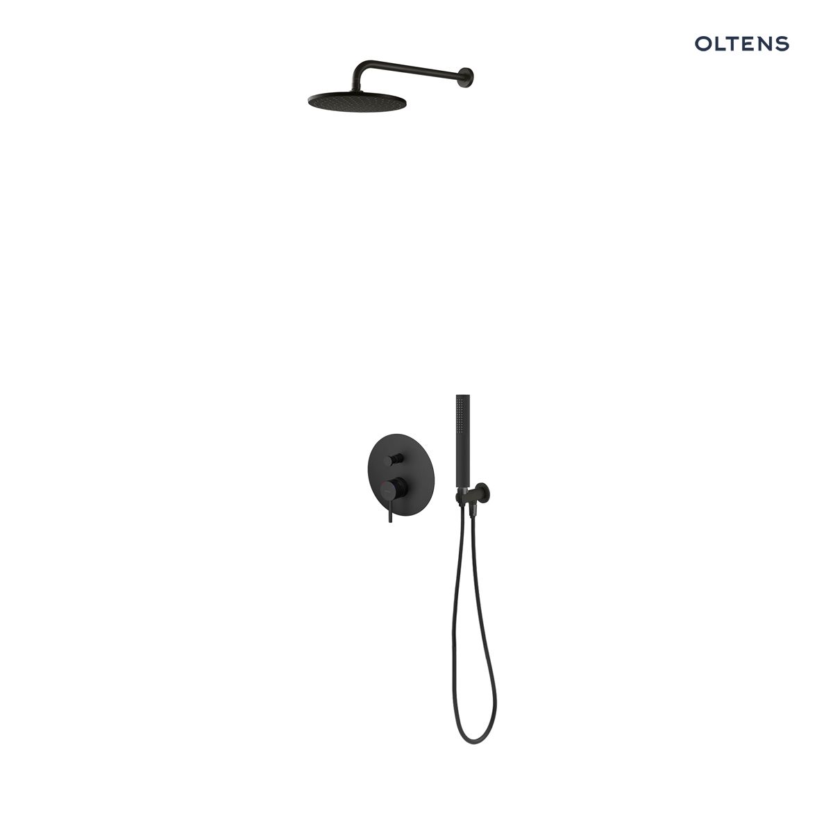 Zestaw Oltens Molle bateria podtynkowa z deszczownicą 22 cm Atran i kompletem prysznicowym Ume czarny mat