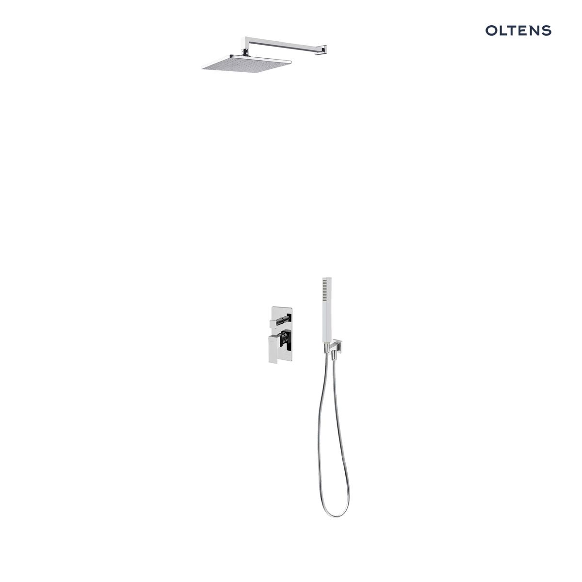 Zestaw Oltens Gota bateria podtynkowa z deszczownicą 22 cm Atran i kompletem prysznicowym Sog chrom połysk