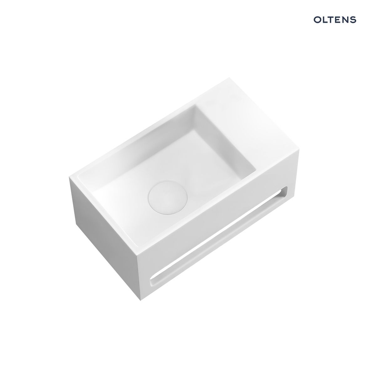 Oltens Fri umywalka 35,5x20 cm ścienna LavaForm prawa biały mat