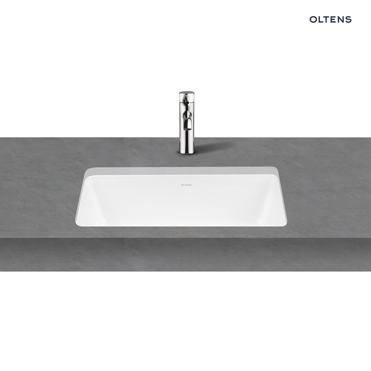 Oltens Drammen umywalka 48x36,5 cm podblatowa z powłoką SmartClean prostokątna biała