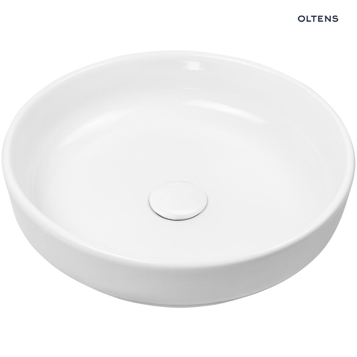 Oltens Fossa umywalka 40 cm nablatowa okrągła biała