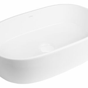 Oltens Lom umywalka 55x34 cm nablatowa owalna biała