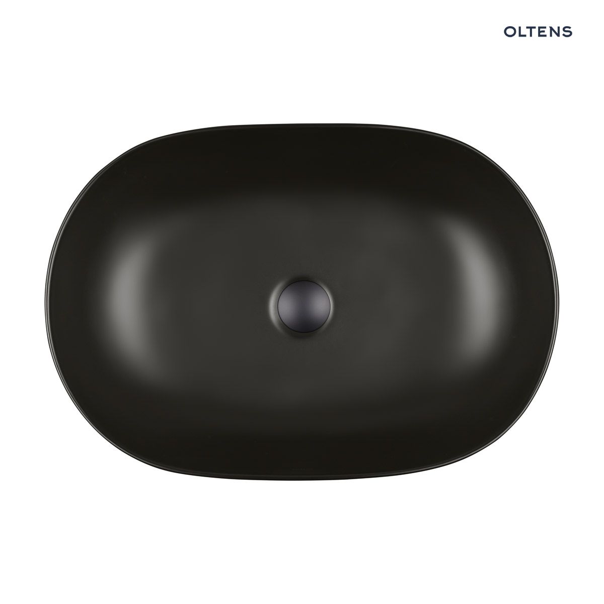 Oltens Hamnes Thin umywalka 60,5x41,5 cm nablatowa owalna czarny mat