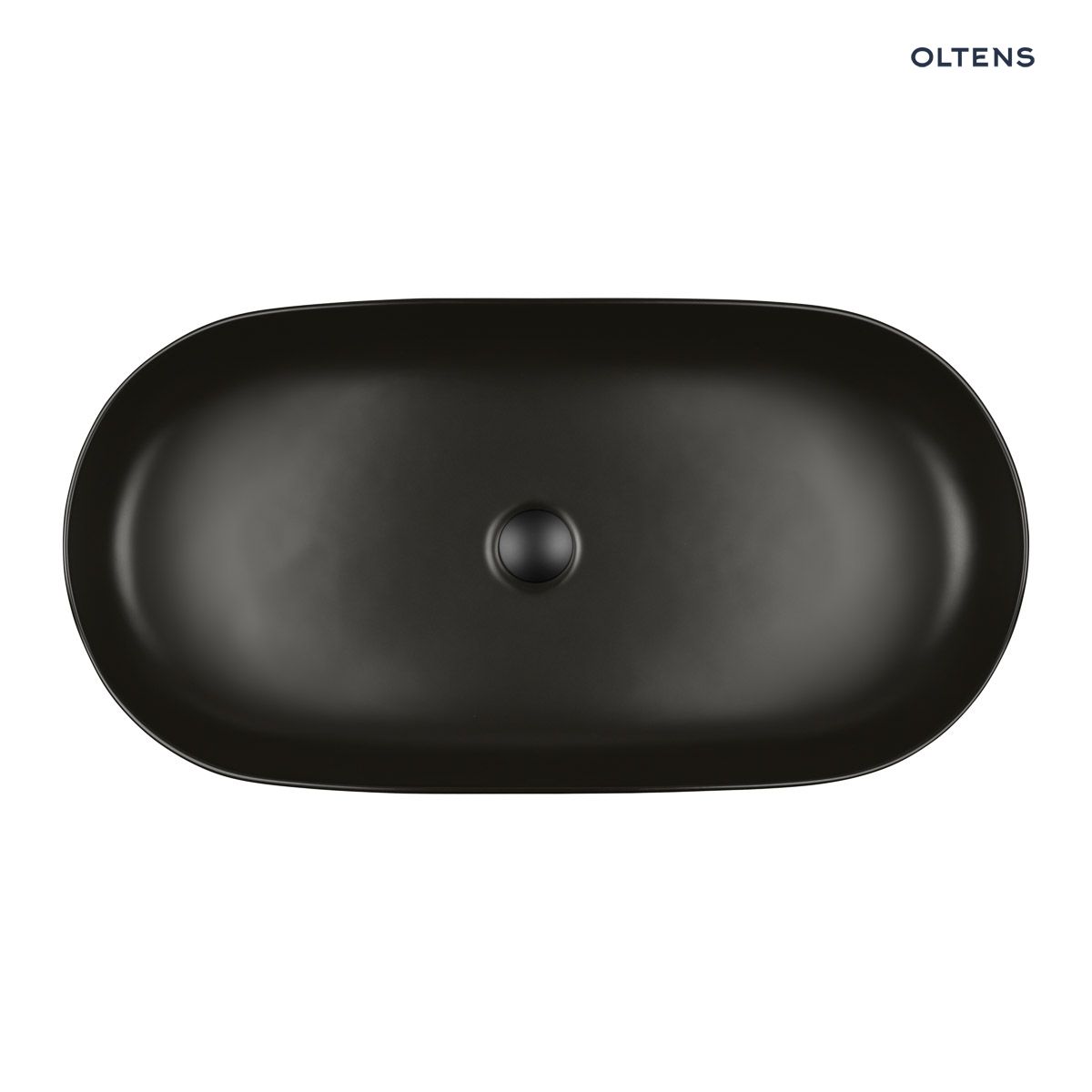 Oltens Hamnes Thin umywalka 80x40 cm nablatowa owalna czarny mat