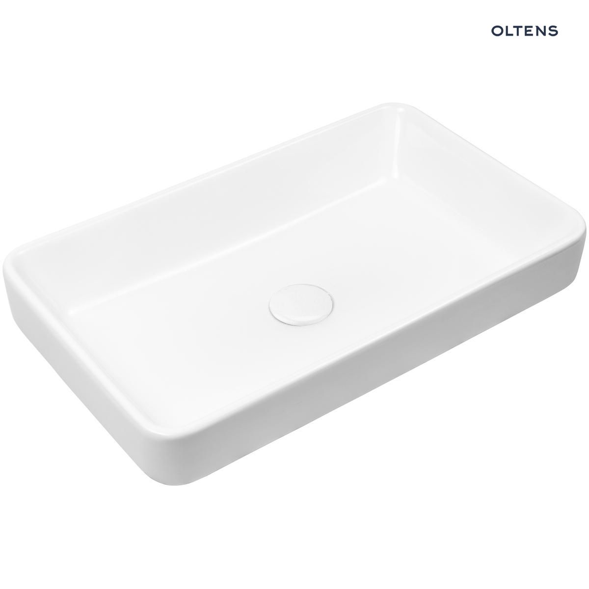 Oltens Fossa umywalka 55x34 cm nablatowa prostokątna biała
