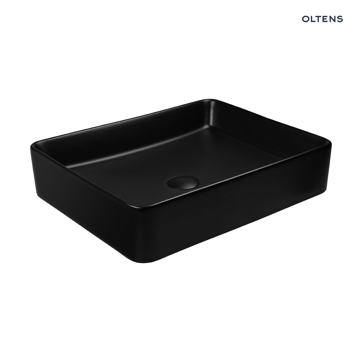Oltens Forde umywalka 51x40,5 cm nablatowa prostokątna z powłoką SmartClean czarny mat