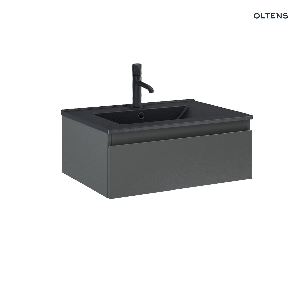 Oltens Vernal umywalka z szafką 60 cm czarny mat/grafit mat