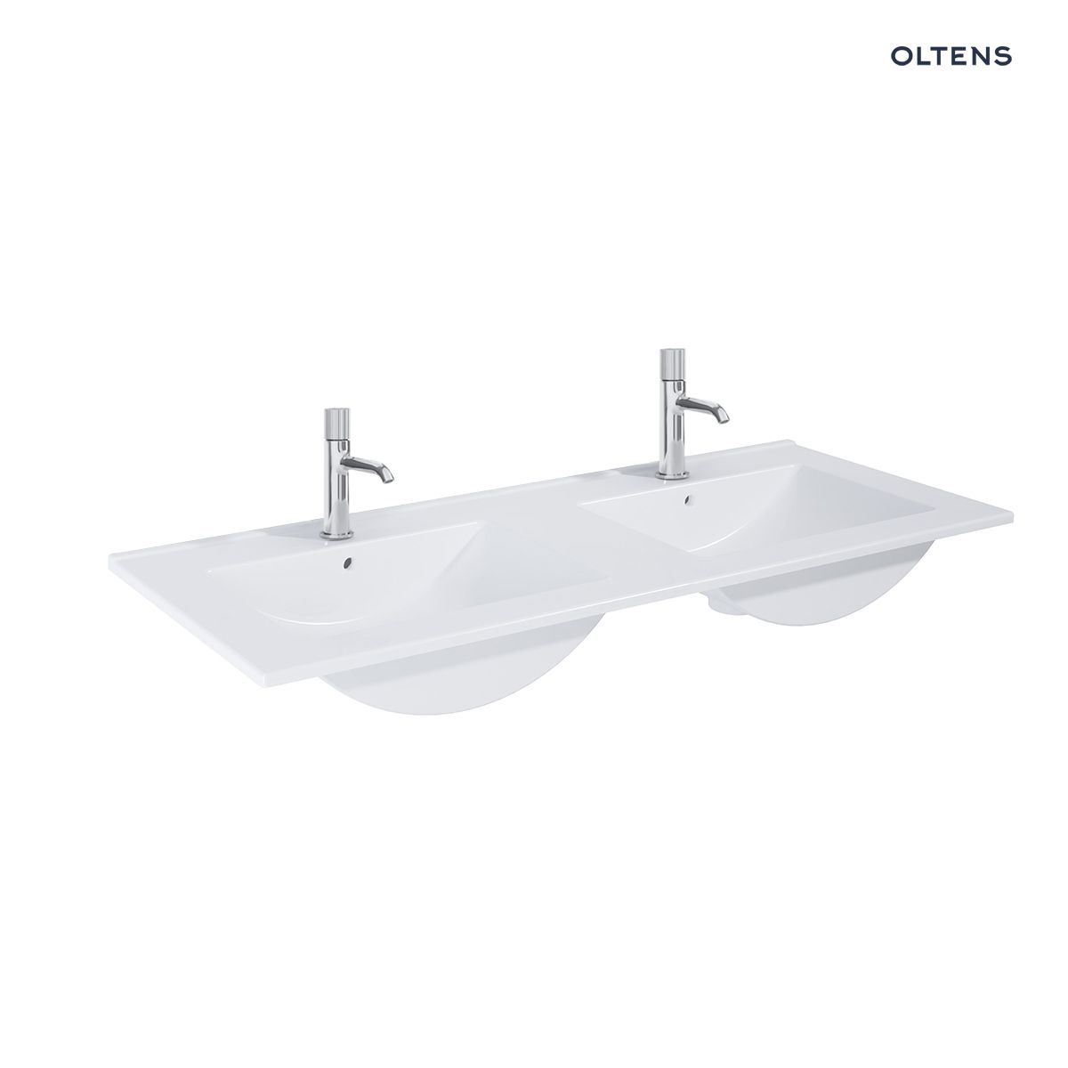 Oltens Vernal umywalka 120x46 cm meblowa prostokątna podwójna biały połysk
