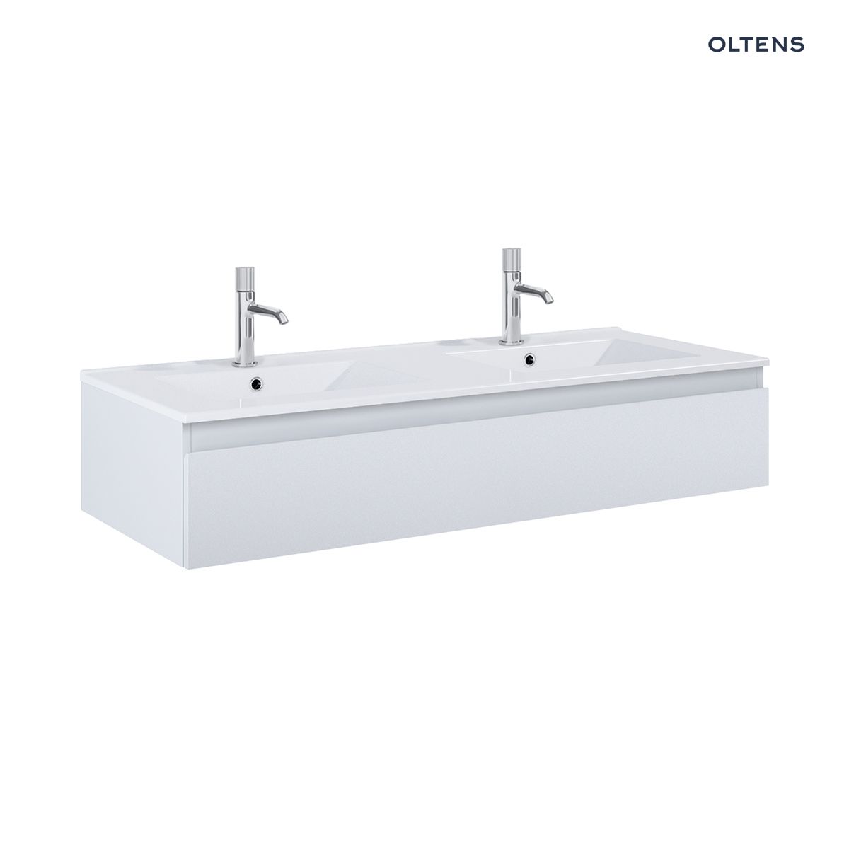 Oltens Vernal umywalka z szafką 120 cm biały połysk/szary mat