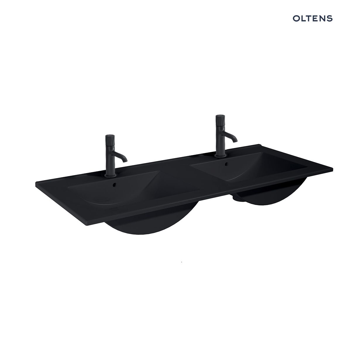 Oltens Vernal umywalka 120x46 cm meblowa prostokątna podwójna czarny mat