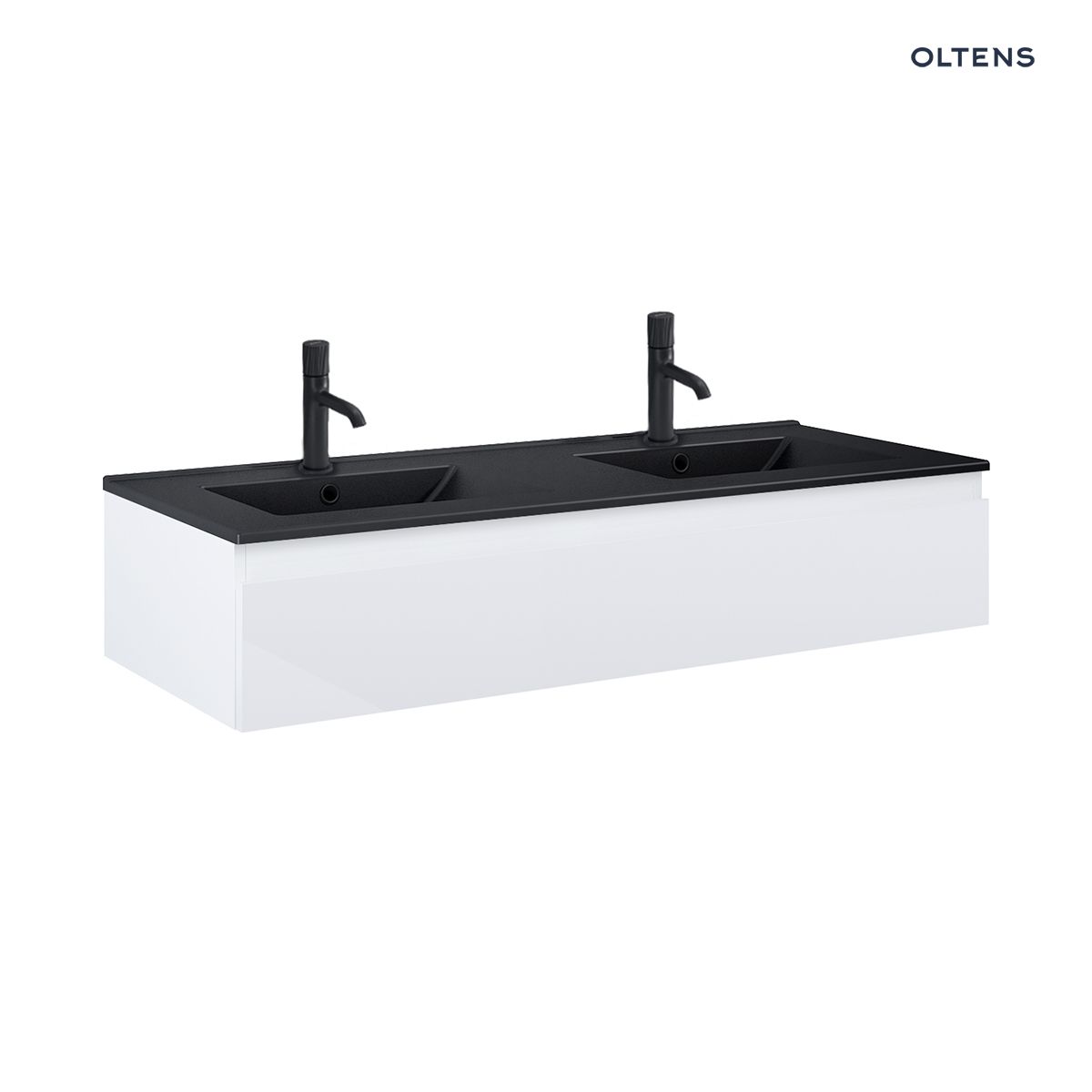 Oltens Vernal umywalka z szafką 120 cm czarny mat/biały połysk