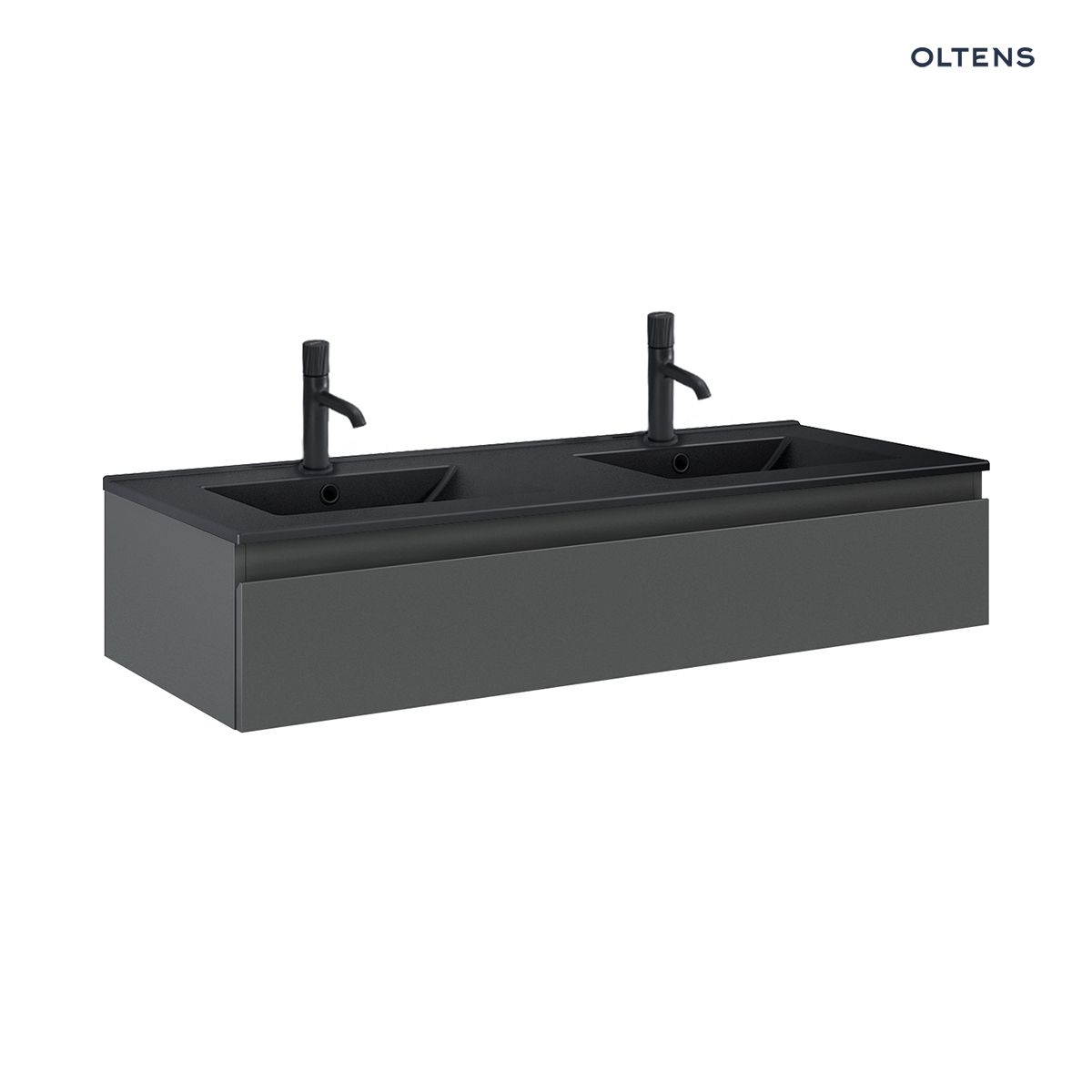 Oltens Vernal umywalka z szafką 120 cm czarny mat/grafit mat