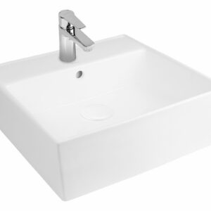 Oltens Hyls umywalka 47 cm nablatowa kwadratowa biała