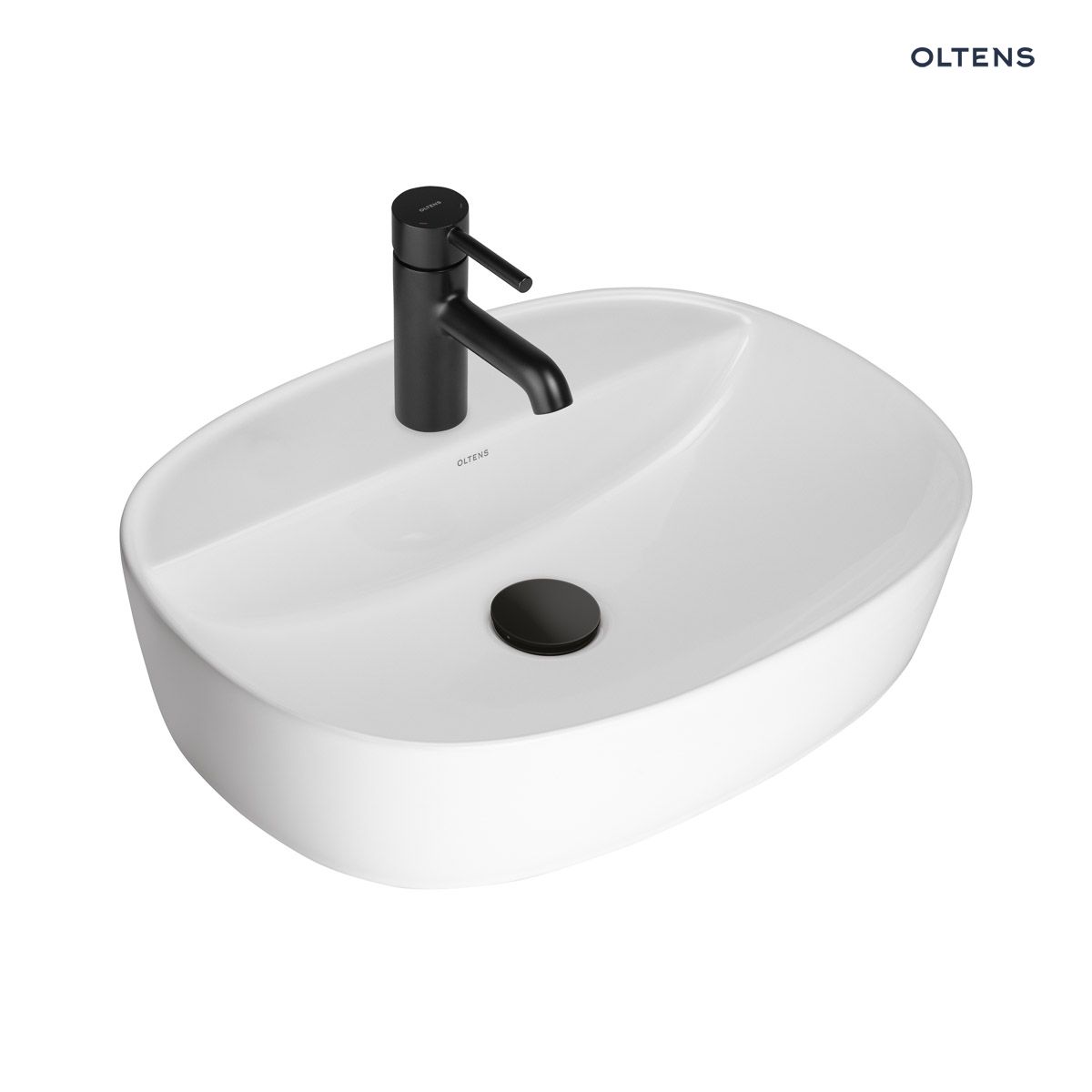 Oltens Hamnes Thin umywalka 51x39 cm nablatowa owalna biała