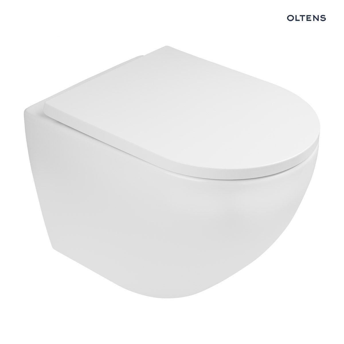 Zestaw Oltens Hamnes Stille miska WC wisząca PureRim z deską wolnoopadającą biały