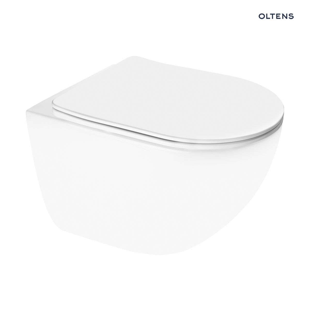 Zestaw Oltens Hamnes OneForm Stille PureRim miska WC wisząca z deską wolnoopadającą biały połysk