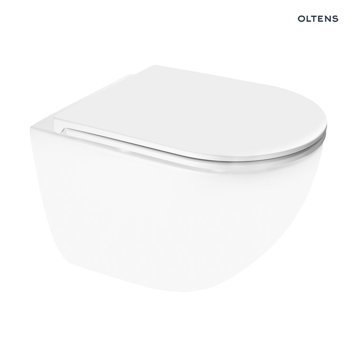 Zestaw Oltens Hamnes OneForm Stille PureRim miska WC wisząca z deską wolnoopadającą biały połysk