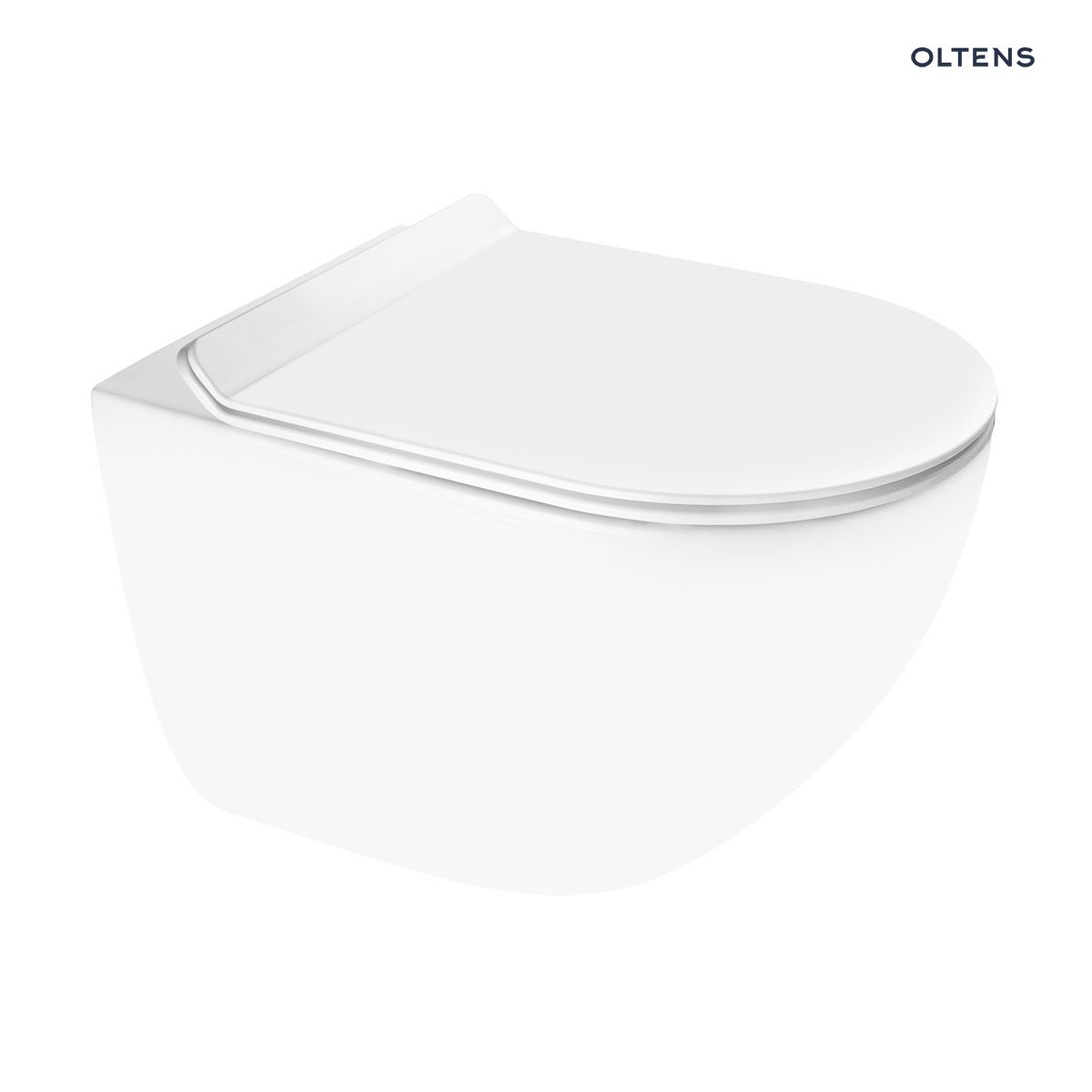 Zestaw Oltens Hamnes OneForm Stille PureRim miska WC wisząca z deską wolnoopadającą biały połysk