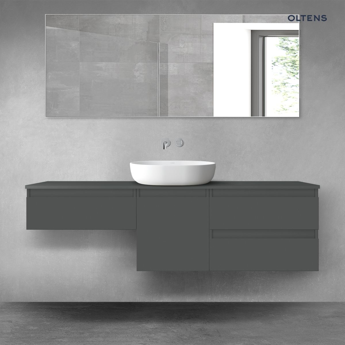 Oltens Vernal zestaw mebli łazienkowych 160 cm z blatem grafit mat