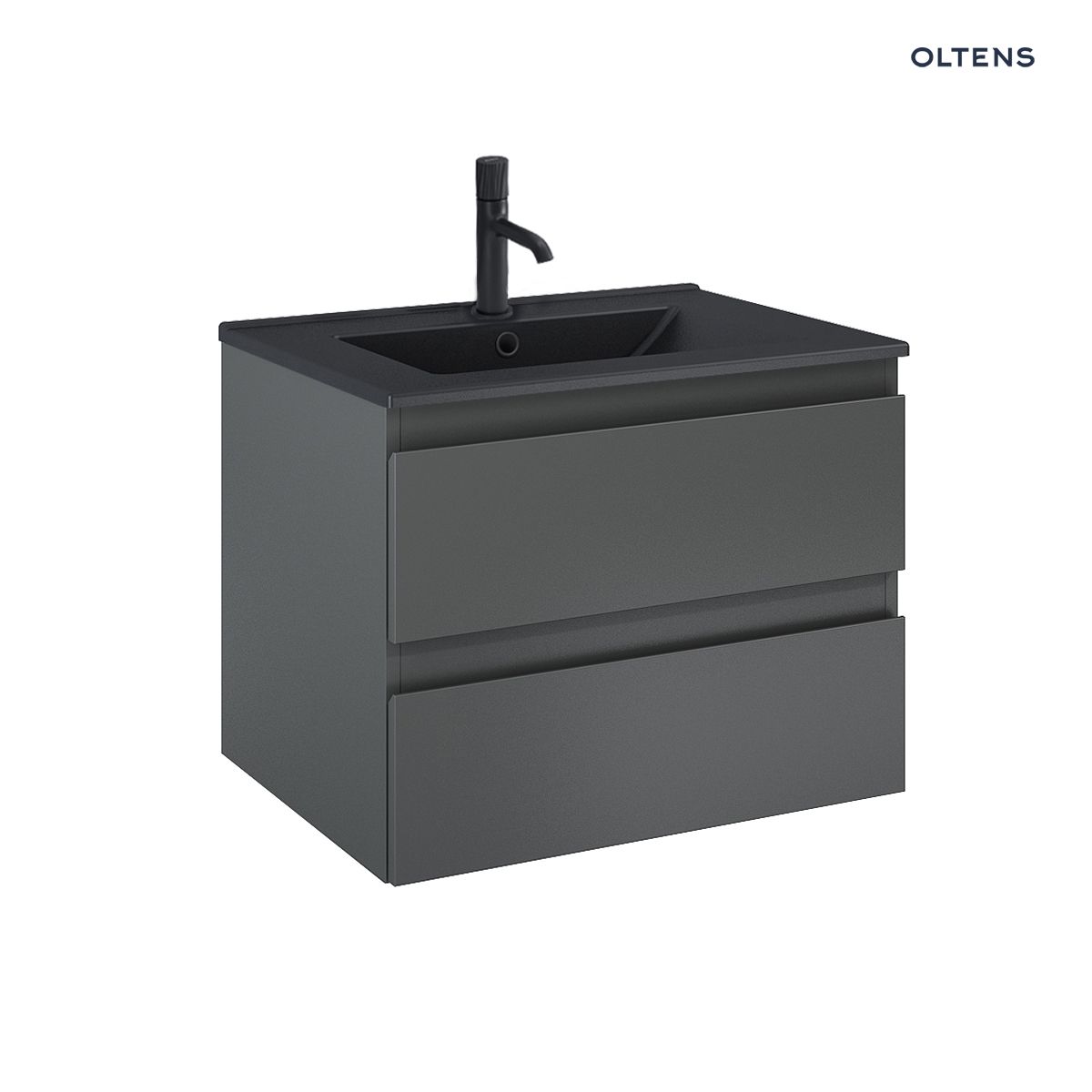 Oltens Vernal umywalka z szafką 60 cm czarny mat/grafit mat
