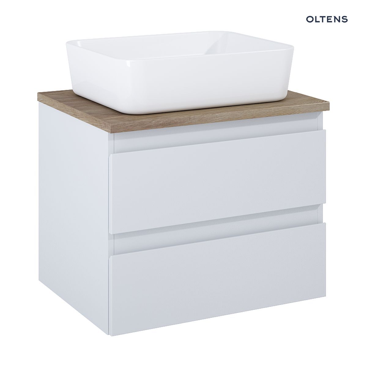 Oltens Vernal szafka 60 cm podumywalkowa wisząca z blatem szary mat/dąb