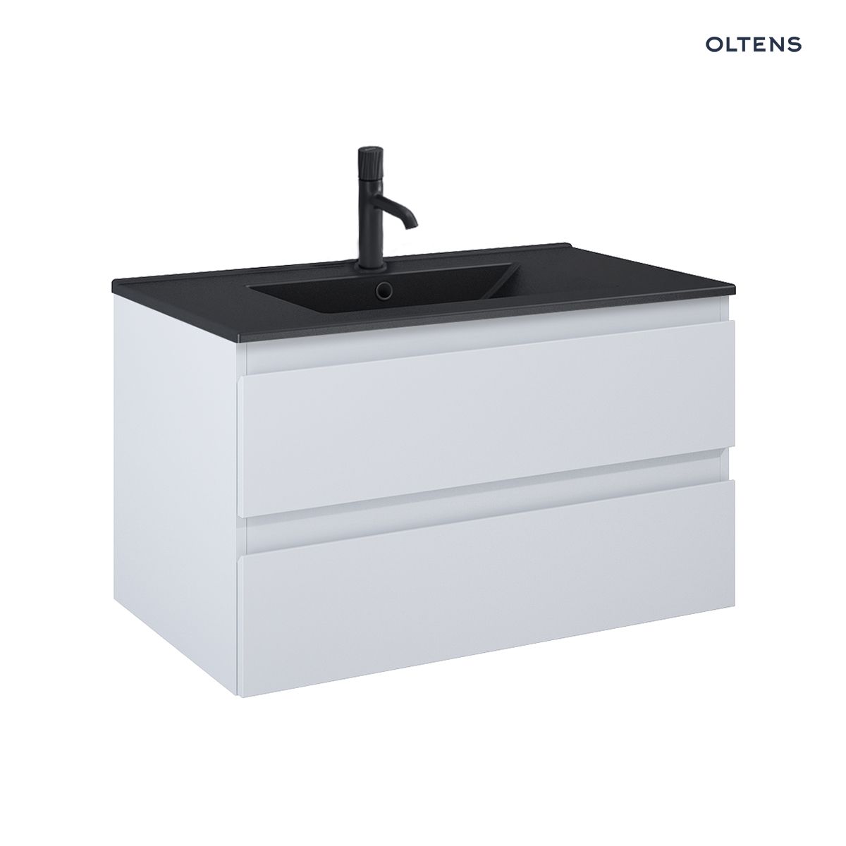 Oltens Vernal umywalka z szafką 80 cm czarny mat/szary mat