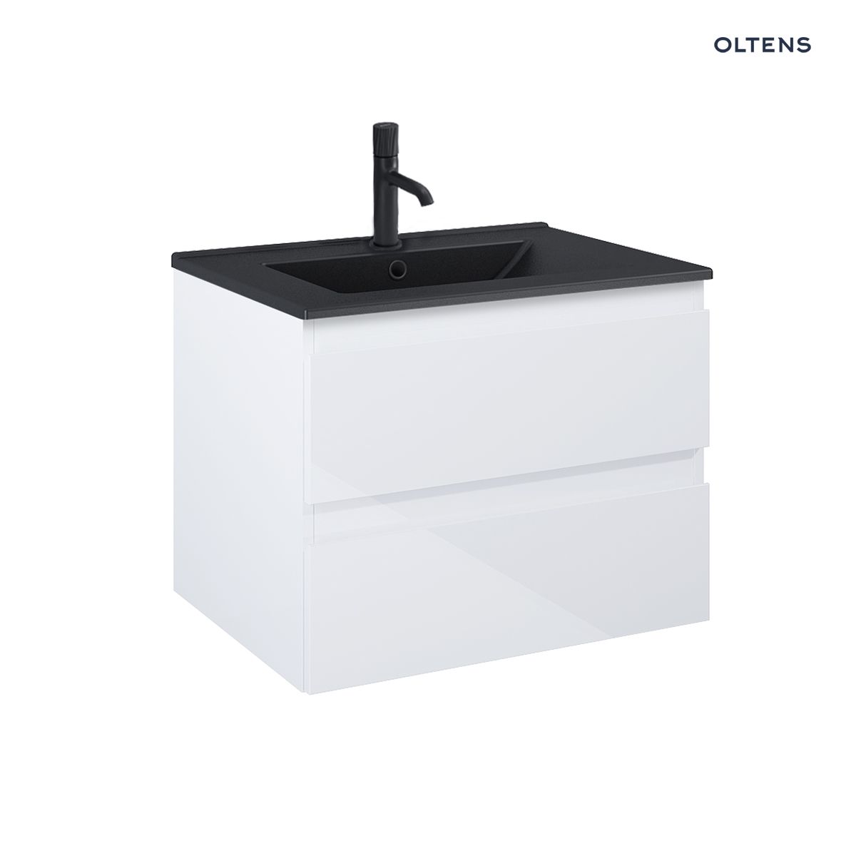 Oltens Vernal umywalka z szafką 60 cm czarny mat/biały połysk